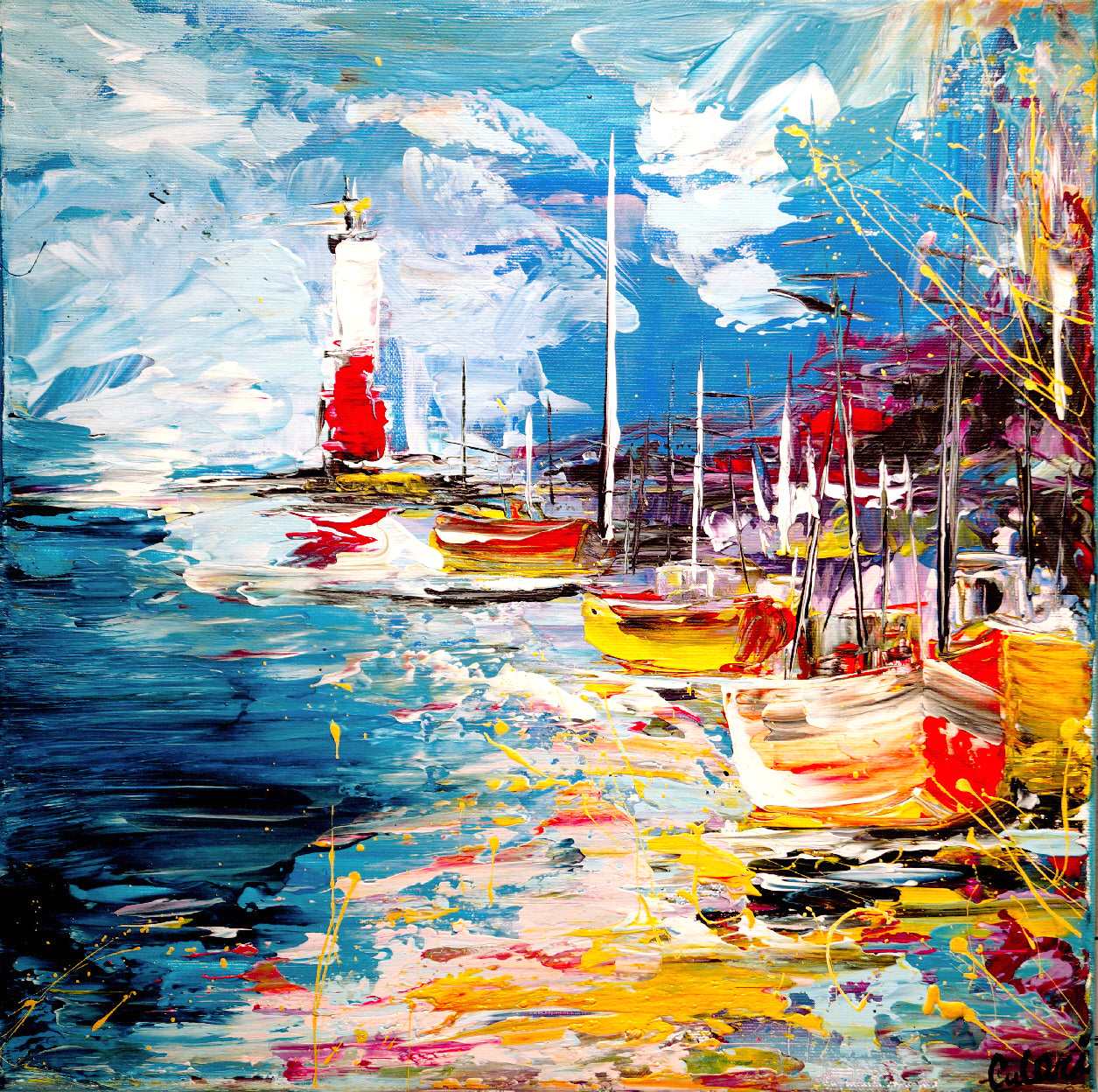 Modern mural - Artistic coastal landscape in expressionism - Limited edition