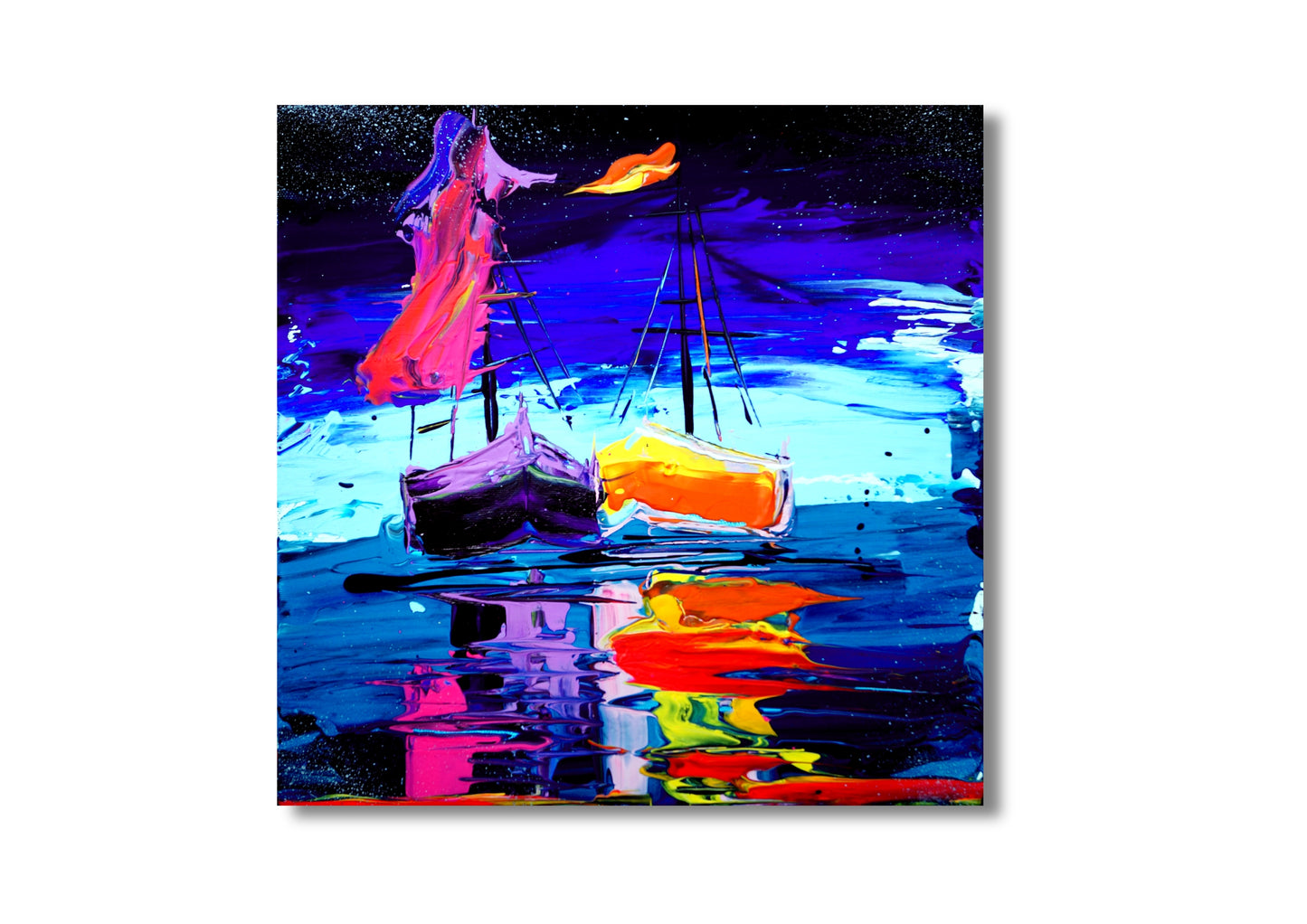 Modern wall picture - Sailboats at sunset - High-quality art print for maritime elegance