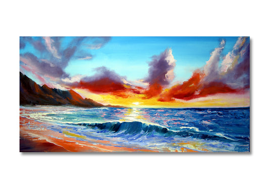 Modernes Wandbild - Sonnenuntergang am Meer - Limitierte Auflage