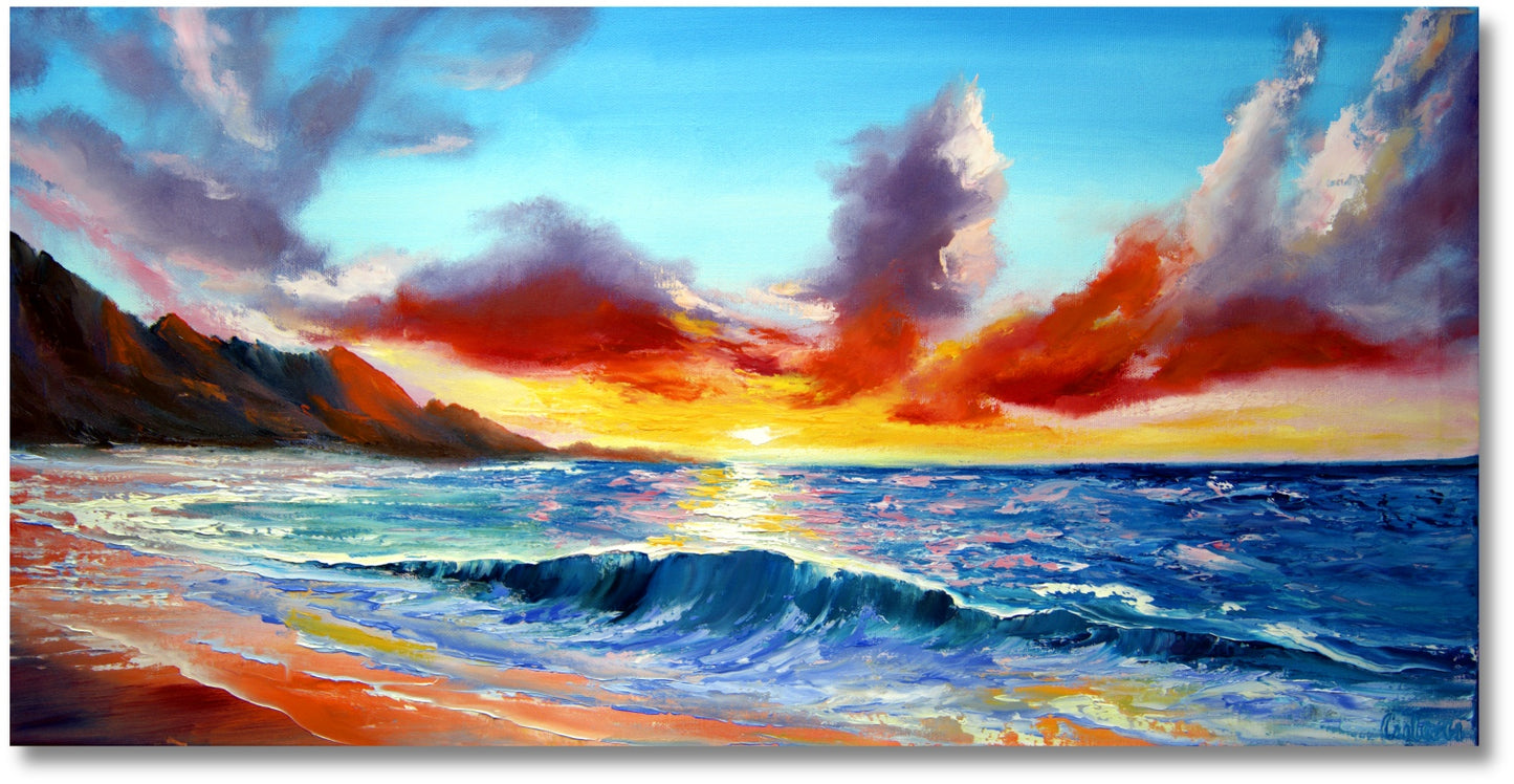 Modernes Wandbild - Sonnenuntergang am Meer - Limitierte Auflage